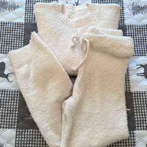 Women's Fuzzy Fleece Long Sleeve Loungewear Set 2 Medium